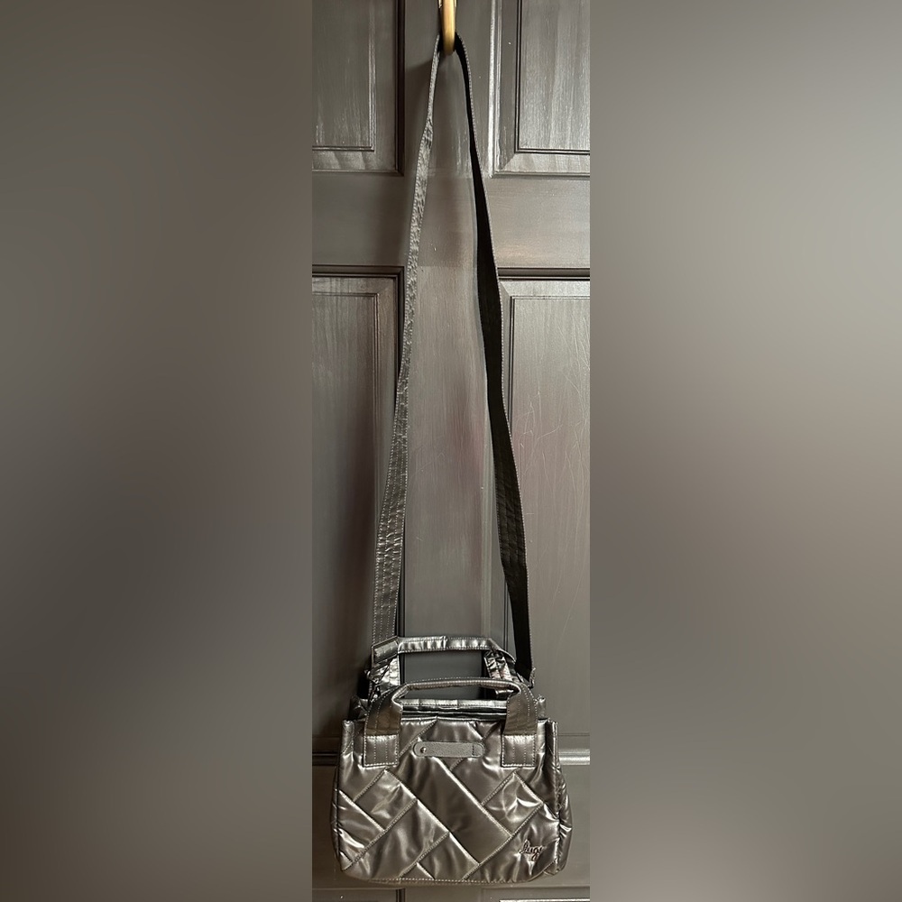 Lug NWOT Dual Handle Jitterbug Crossbody Tote Black Metallic Multiple Pockets
